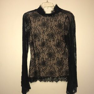 BCBG bell sleeved lace top